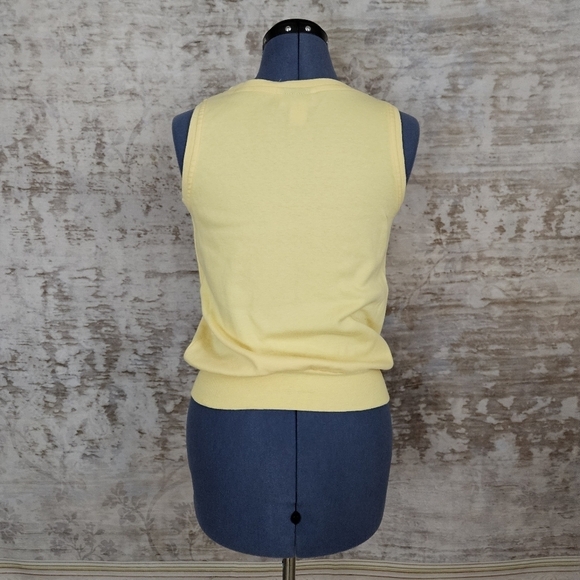 Vintage 1980s Workout Tank Top Athletic Butter Yellow S VTG Gym 70s - Picture 7 of 10